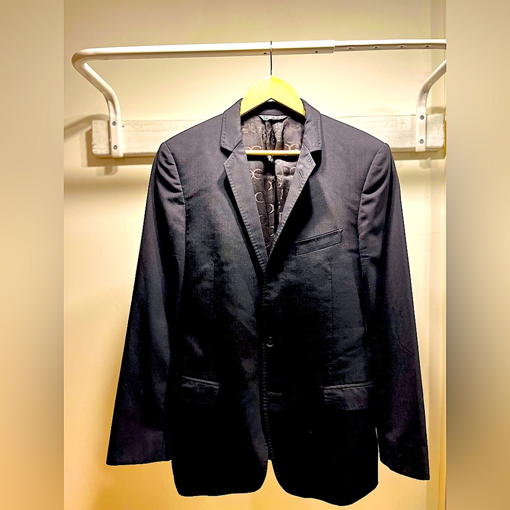 DOLCE & GABBANA men’s virgin wool and silk jacquard midnight black blazer sz 48